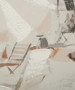 Impression sur toile plage cadre en bois massif multicolore