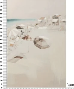 Impression sur toile plage cadre en bois massif multicolore