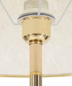 Lampadaire Praga Métal Doré Abat-jour Tissu Beige Bordure Dorée