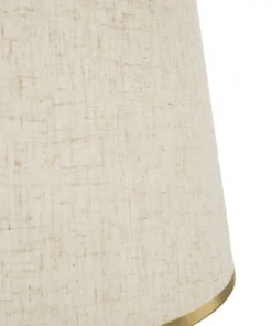 Lampadaire Praga Métal Doré Abat-jour Tissu Beige Bordure Dorée