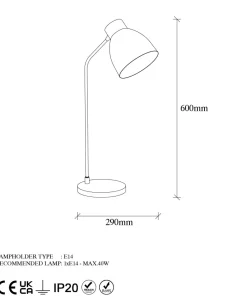 Lampe à poser Mahel H60cm Métal Noir