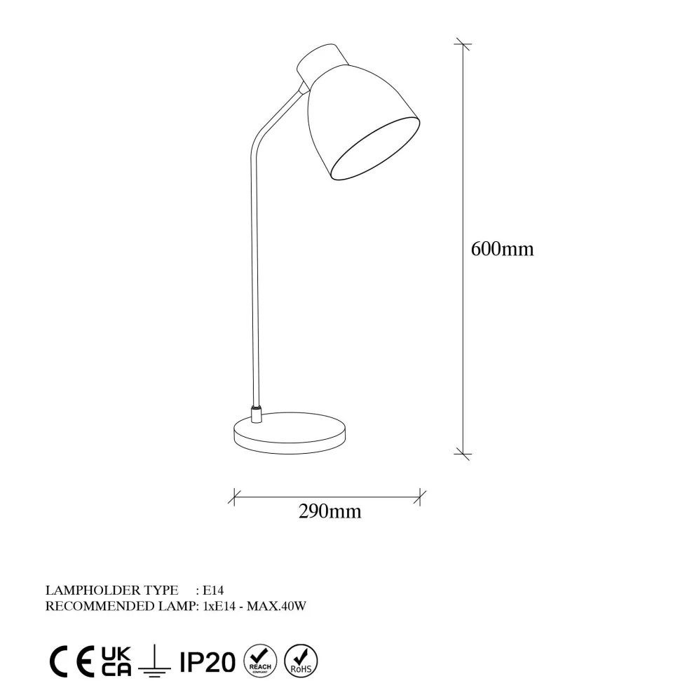 Lampe à poser Mahel H60cm Métal Noir
