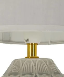 Lampe de chevet en céramique crème Pigny en forme de pin et abat-jour en tissu