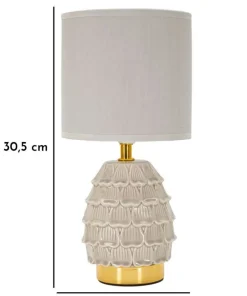 Lampe de chevet en céramique crème Pigny en forme de pin et abat-jour en tissu