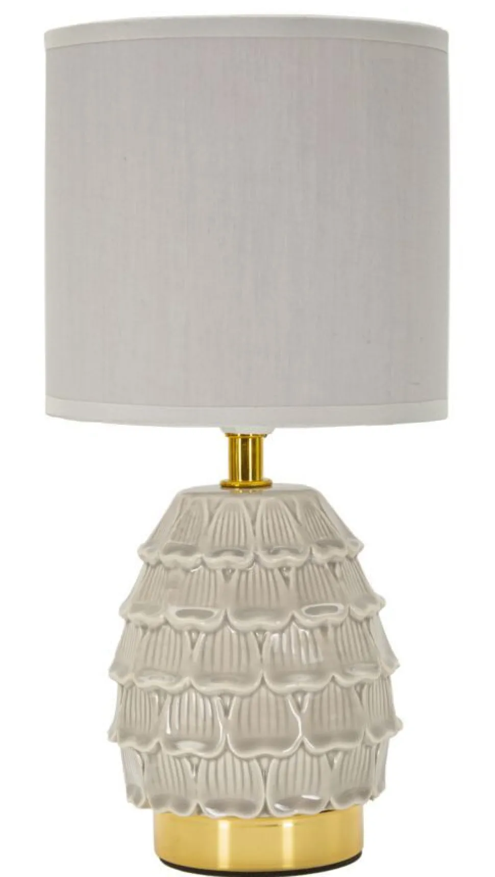 Lampe de chevet en céramique crème Pigny en forme de pin et abat-jour en tissu