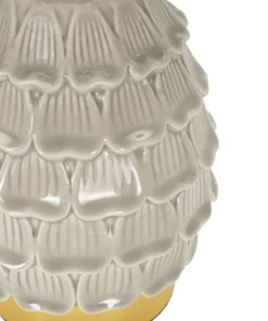 Lampe de chevet en céramique crème Pigny en forme de pin et abat-jour en tissu