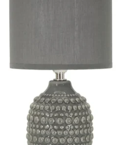 Lampe de chevet motifs en relief Grise céramique Grise abat-jour Tissu