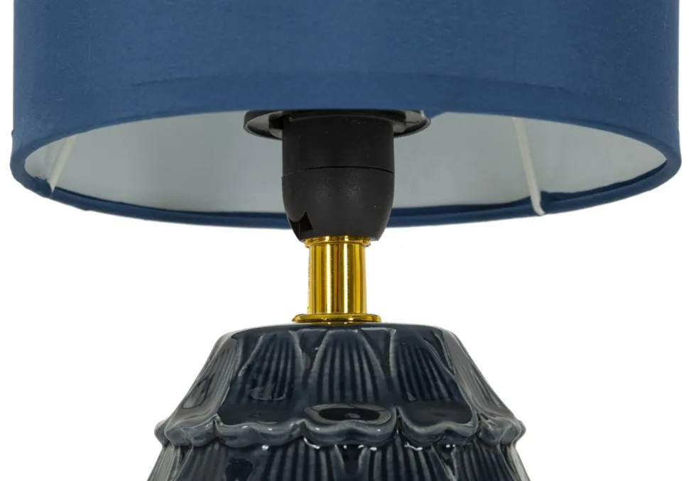 Lampe de chevet Pigny Céramique Bleue abat-jour Tissu Bleu