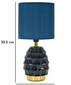 Lampe de chevet Pigny Céramique Bleue abat-jour Tissu Bleu