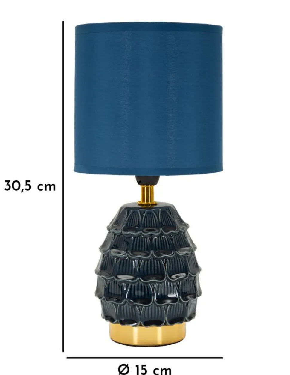 Lampe de chevet Pigny Céramique Bleue abat-jour Tissu Bleu