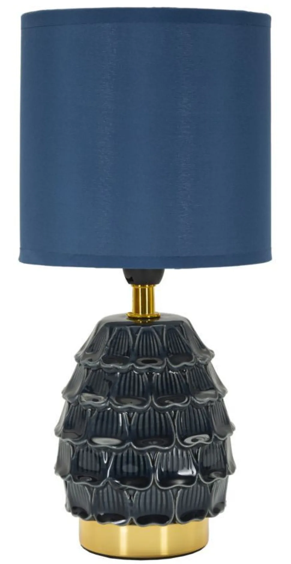 Lampe de chevet Pigny Céramique Bleue abat-jour Tissu Bleu