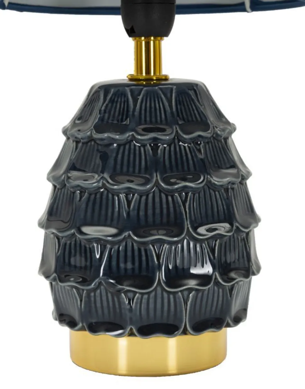 Lampe de chevet Pigny Céramique Bleue abat-jour Tissu Bleu