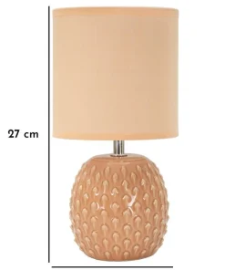 Lampe de chevet Pontus céramique Rose abat-jour Tissu Pêche