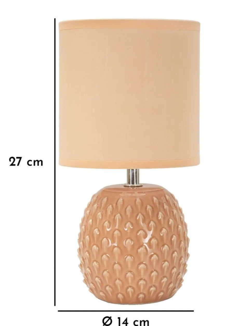 Lampe de chevet Pontus céramique Rose abat-jour Tissu Pêche