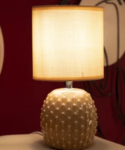 Lampe de chevet Pontus céramique Rose abat-jour Tissu Pêche