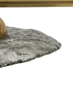 Lampe de plafond 5 lumières Emily Verre Gris et structure dorée