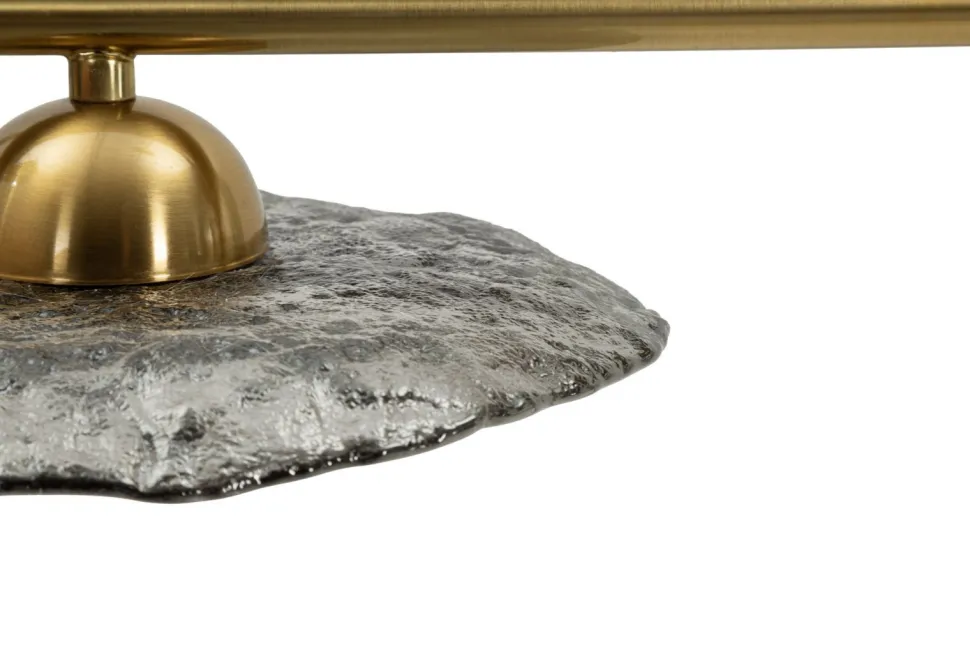 Lampe de plafond 5 lumières Emily Verre Gris et structure dorée