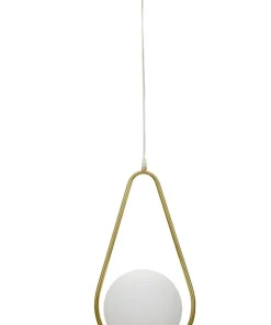 Lampe de plafond Glamy sphère en verre blanc et métal doré