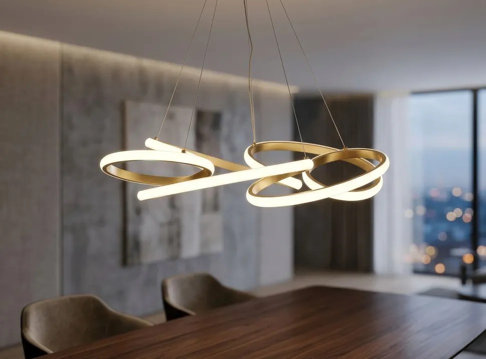 Lampe de plafond Glovy or satiné à LED intégrée