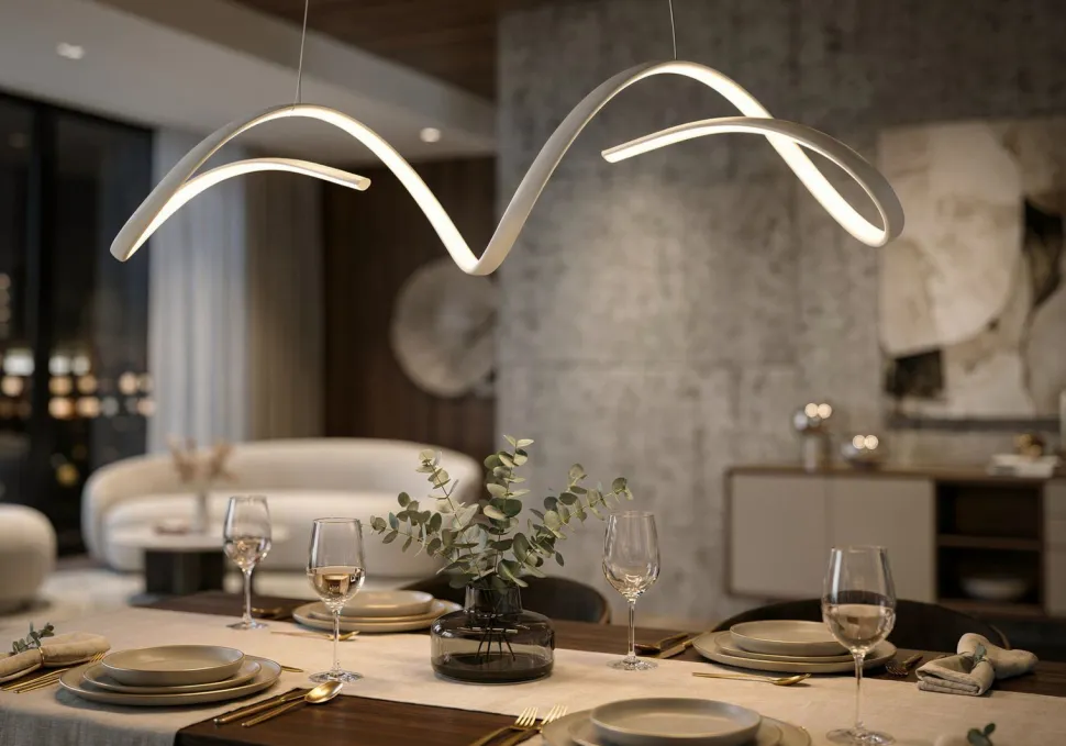 Lampe de plafond LED ondulée Uter Blanche