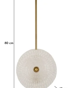 Lampe de plafond métal doré abat-jours en verre décorés reliefs