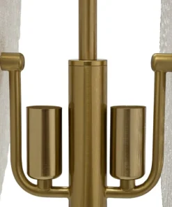 Lampe de plafond métal doré abat-jours en verre décorés reliefs