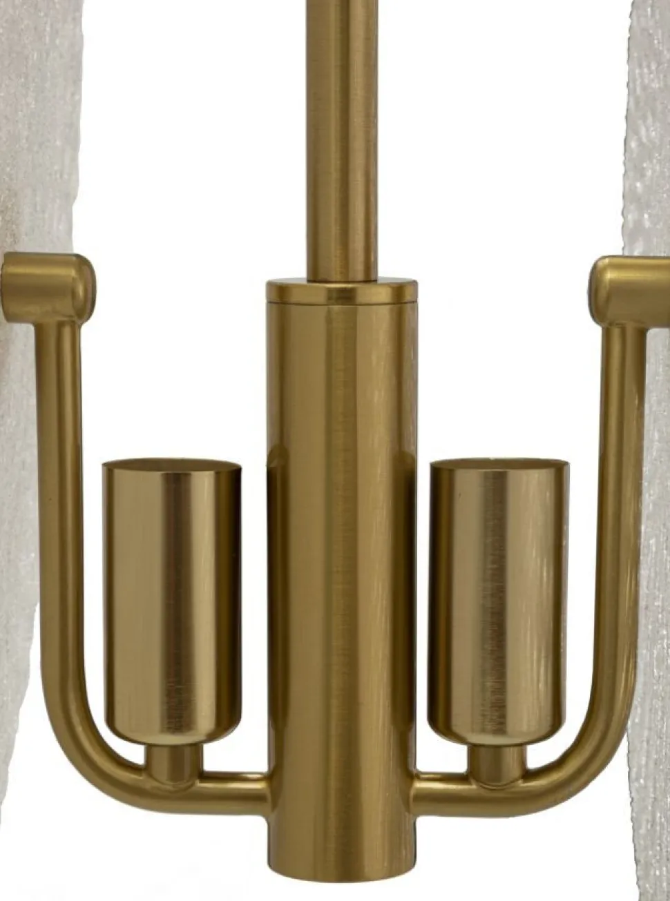 Lampe de plafond métal doré abat-jours en verre décorés reliefs