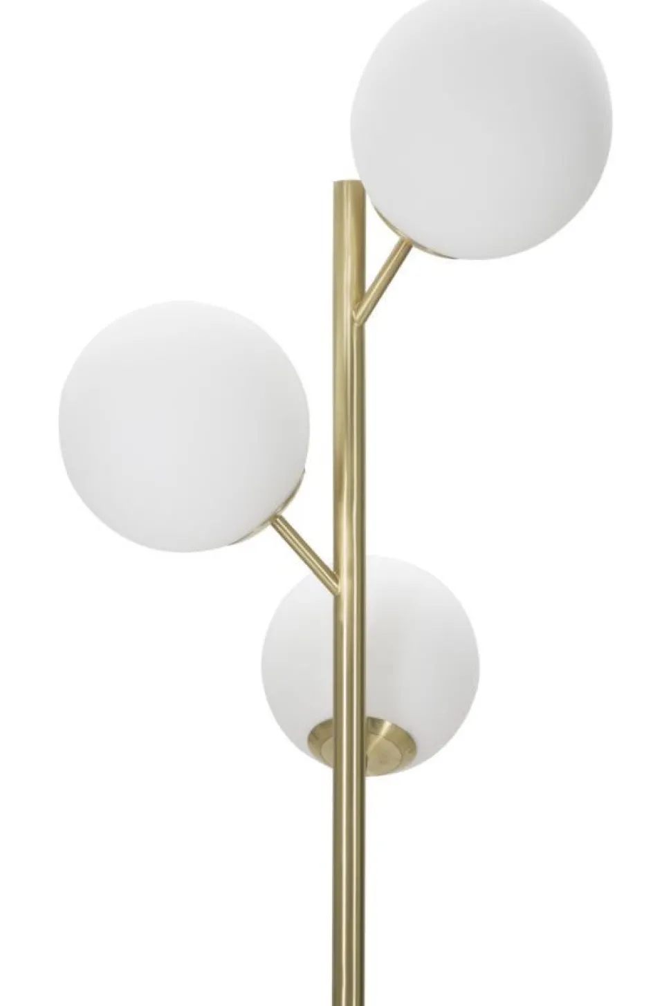 Lampe de sol à 3 lumières Glamy métal doré sphères en verre blanc