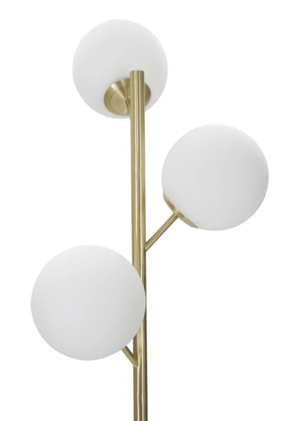 Lampe de sol à 3 lumières Glamy métal doré sphères en verre blanc