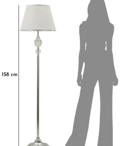 Lampe de sol Kody Métal Argent et Abat-jour Blanc