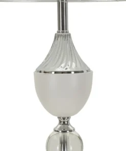 Lampe de sol Kody Métal Argent et Abat-jour Blanc
