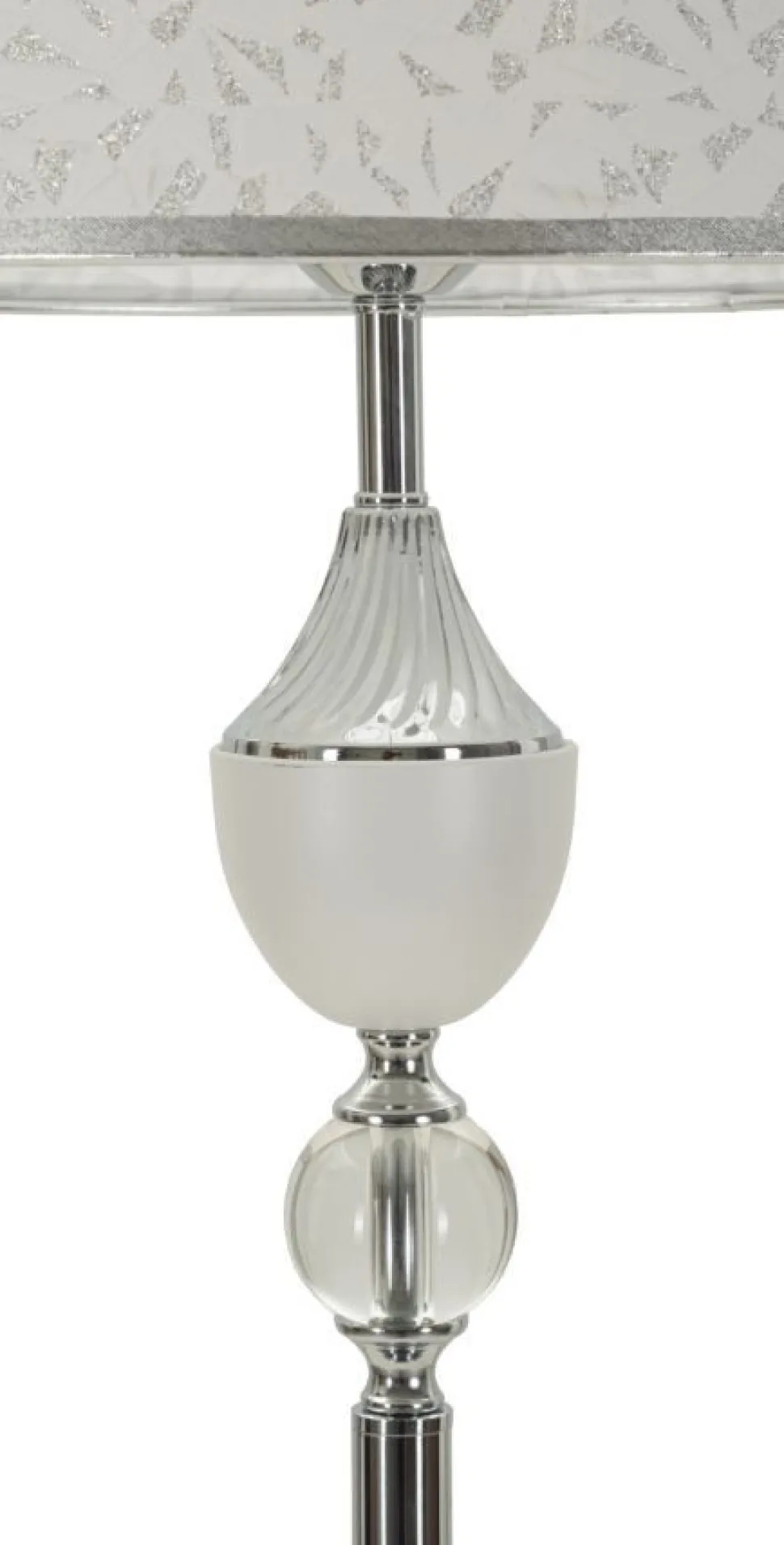 Lampe de sol Kody Métal Argent et Abat-jour Blanc