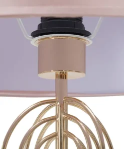 Lampe de sol Ovy métal doré abat-jour tissu rose