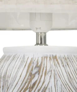 Lampe de table Athenes Polyrésine Blanc abat-jour Tissu Beige