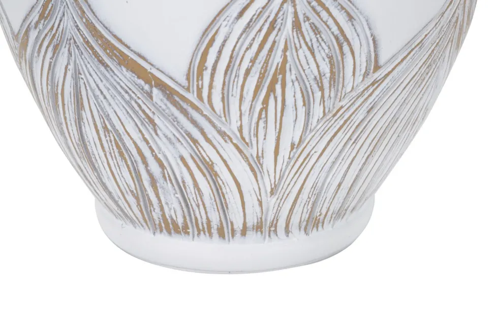 Lampe de table Athenes Polyrésine Blanc abat-jour Tissu Beige