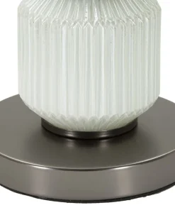 Lampe de table Bright Three Verre Blanc abat-jour Velours Gris