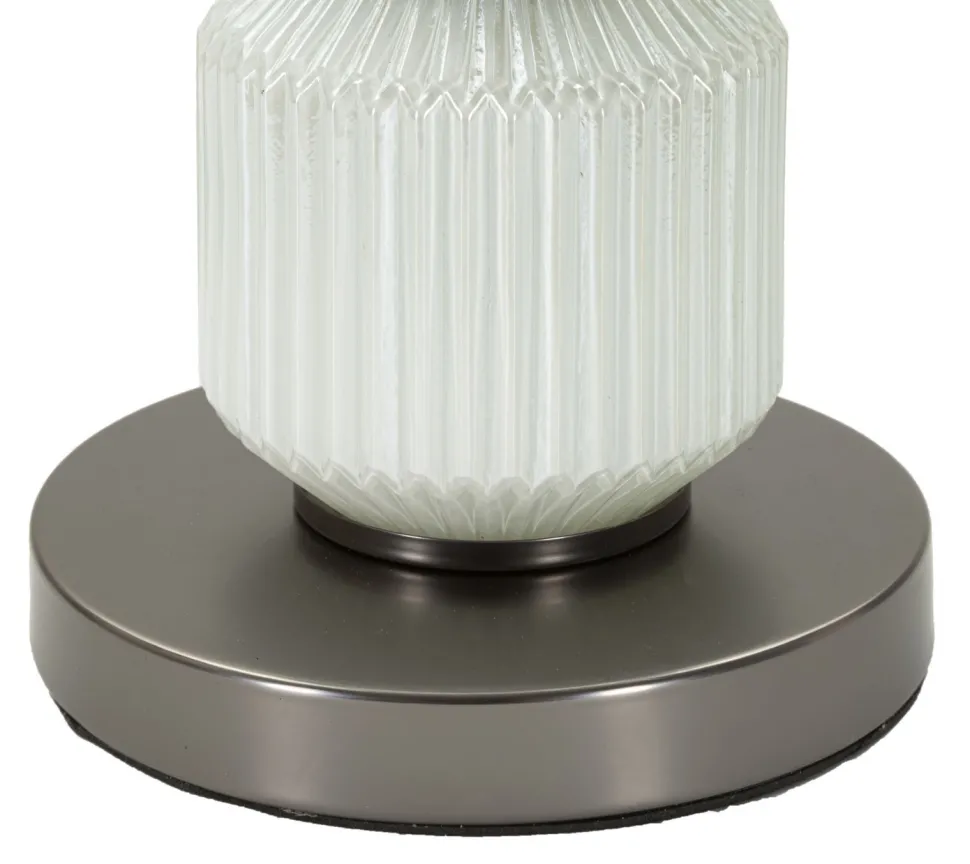 Lampe de table Bright Three Verre Blanc abat-jour Velours Gris