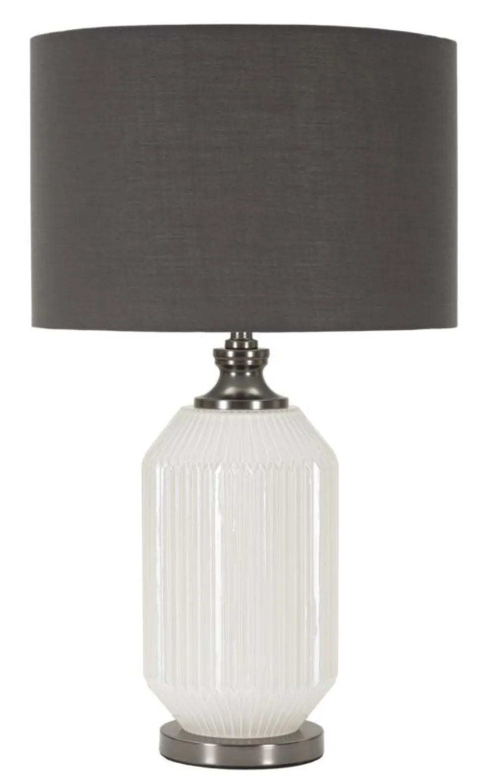 Lampe de table Brighty Verre Blanc abat-jour Velours Gris