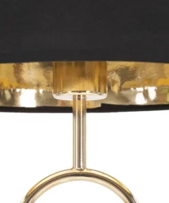 Lampe de table Bubble métal doré abat-jour tissu noir