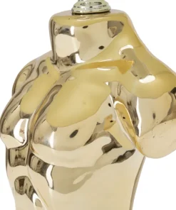 Lampe de table Buste d'homme Céramique Dorée abat-jour Tissu Beige