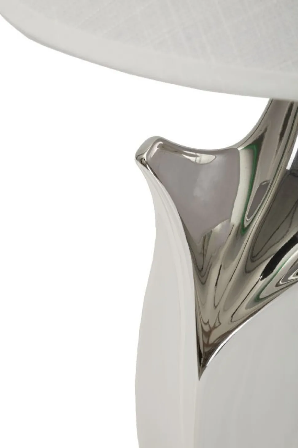 Lampe de table céramique blanche et grise abat-jour tissu blanc