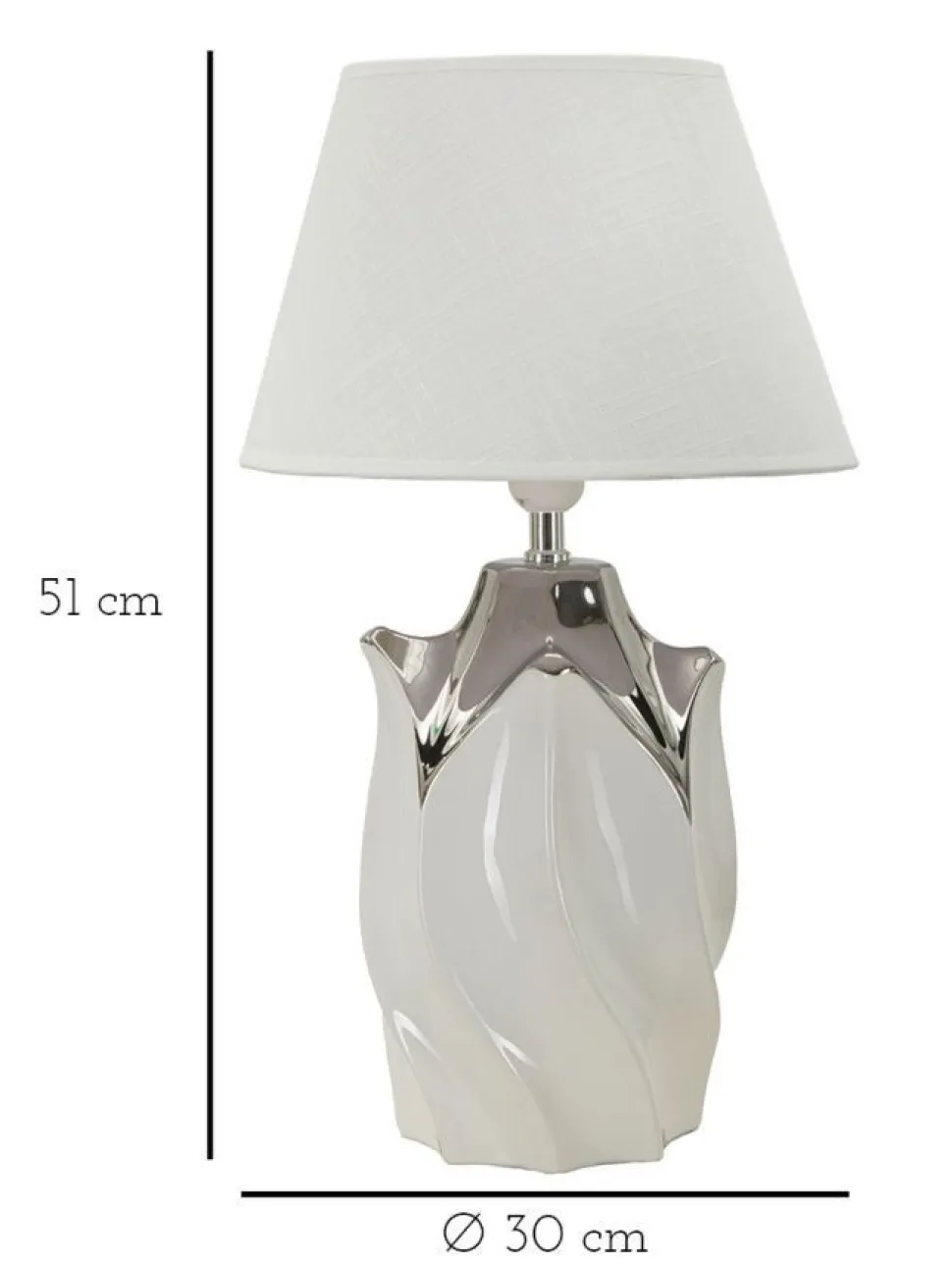 Lampe de table céramique blanche et grise abat-jour tissu blanc