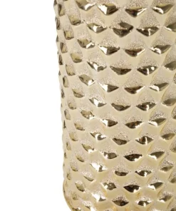 Lampe de table céramique dorée abat-jour tissu blanc