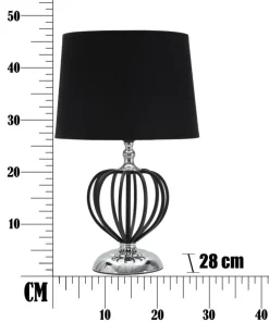 Lampe de table Darky Métal Noir abat-jour Tissu Noir décorations Métalliques Argentées