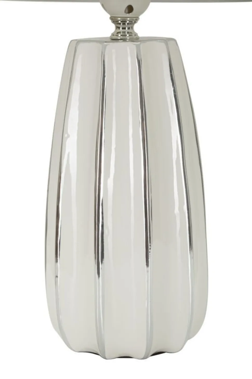 Lampe de table Emmi céramique blanche abat-jour tissu argenté