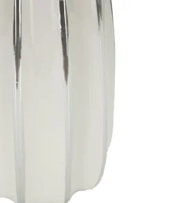 Lampe de table Emmi céramique blanche abat-jour tissu argenté