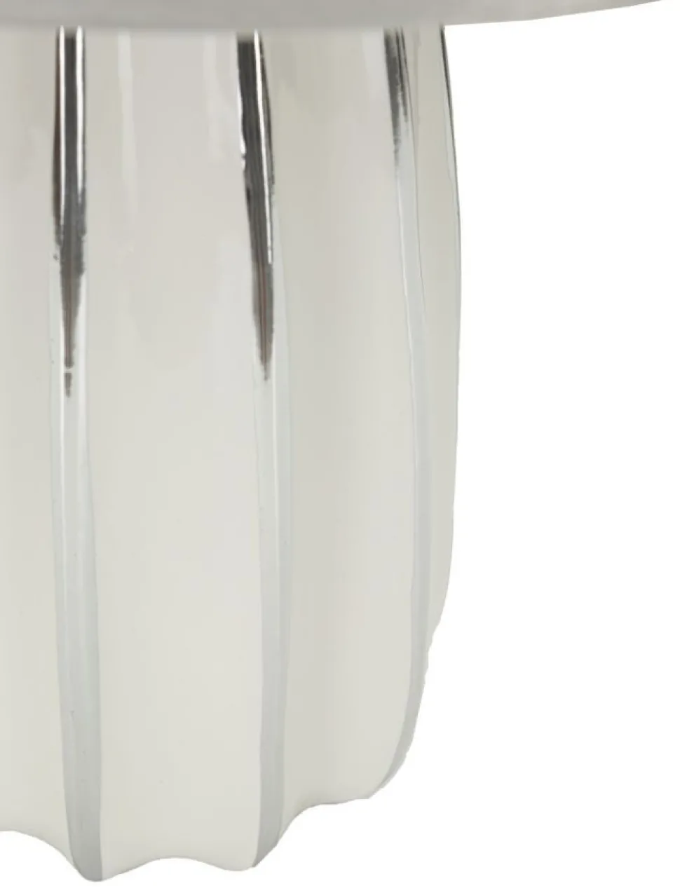 Lampe de table Emmi céramique blanche abat-jour tissu argenté