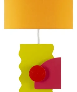 Lampe de table en M.D.F multicolore et abat-jour tissu Orange
