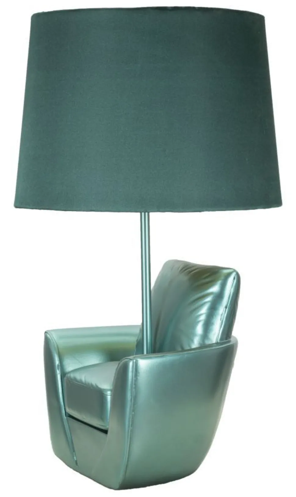 Lampe de table en polyrésine turquoise abat-jour tissu turquoise