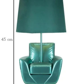 Lampe de table en polyrésine turquoise abat-jour tissu turquoise